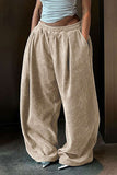 Poshoot Retro Tan Solid Pleated Wide Leg Pants