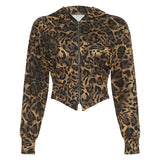 Poshoot Hoodies Women Clothes Gothic Streetwear Punk Leopard print Zip Up Top Winter Vintage Vintage Sweatshirt Aesthetic Jacket Hoody