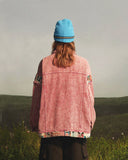 Poshoot-Pinky Retro Pattern Denim Jacket