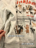 Poshoot American Kawaii Cat Print Hoodie Sweatshirts Autumn New Loose Thicked Warm Tops Women Y2k Aesthetics Long Sleeve Sweatshirt