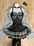 Poshoot Sweet Lolita Lace Up Ruffles Cardigan+ Sexy Slim Fit Strapless Vest Tops+ High Waist Ruched Skirts Early Autumn Three Piece Sets