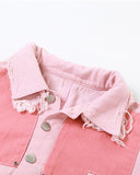 Poshoot-Pinky Patchwork Denim Jacket