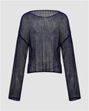 Poshoot-Star Jacquard Long Sleeve Knit Top