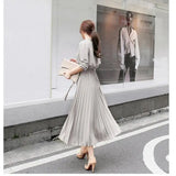 Poshoot outfit Autumn Long Sleeve Pleated Dress Women Elegant Midi Dress Office Ladies Vintage Dresses with Belt High Waisted High Quality