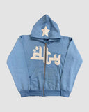 Poshoot-Letter Star Patched Zip Up Hoodie