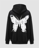 Poshoot-Butterfly Print Graphic Zip Up Hoodie