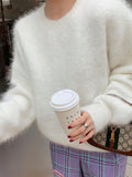 Poshoot Classic Fuzzy Solid Pullover Sweater