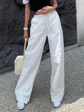 Poshoot Drawstring Loose Cargo Wide Leg Pants