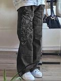 Poshoot Washed Heart Pattern Cargo Jeans