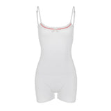 Poshoot Y2k Summer Sexy Bodysuit Clothing White Sling Bow Slim Backless 2000s Aesthetic Bodys Women Kawaii Playsuit Harajuku Jumpsuits