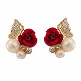 Poshoot Christmas Red Bow Drop Earring For Women Temperament Heart Flocking Bowknot Christmas Earring Girls New Year Festival Jewelry