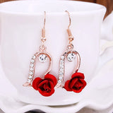 Poshoot Christmas Red Bow Drop Earring For Women Temperament Heart Flocking Bowknot Christmas Earring Girls New Year Festival Jewelry