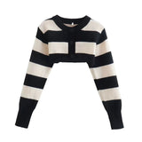 Poshoot Alonni Striped Crop Sweater