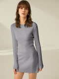 Poshoot Ribbed Crewneck Sweater Dress