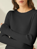 Poshoot Ribbed Crewneck Sweater Dress