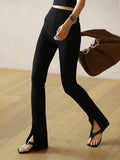 Poshoot Leisure Slit Straight Leg Pants