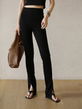 Poshoot Leisure Slit Straight Leg Pants