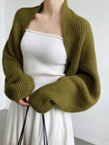 Poshoot Solid Open-Front Shrug Sweater