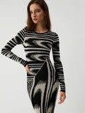 Poshoot Zebra Print Long Sleeve Sweater Dress