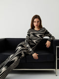 Poshoot Zebra Print Long Sleeve Sweater Dress