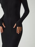 Poshoot Leisure Mock Neck Long Sleeve Midi Dress