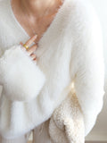 Poshoot Oversized Fuzzy V-neck Sweater