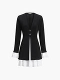 Poshoot Blazer V-Neck Buttoned Short Dress