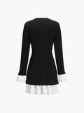 Poshoot Blazer V-Neck Buttoned Short Dress