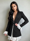 Poshoot Blazer V-Neck Buttoned Short Dress