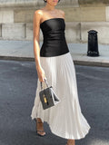 Poshoot Sleeveless Pleated Long Dress