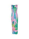 Poshoot Monet Garden Print Sleeveless Long Dress