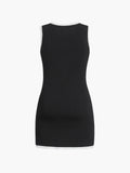 Poshoot Multi Pocket Button Sleeveless Short Sweater Dress