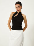 Poshoot Asymmetrical Button Sweater Vest