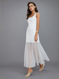 Poshoot Sheer Overlay Long Dress