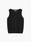 Poshoot Textured Button-Front Sweater Vest