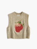 Poshoot Crew Neck Strawberry Sweater Vest