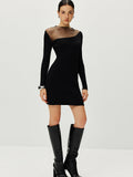 Poshoot Semi-Sheer Panel Sweater Dress