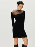 Poshoot Semi-Sheer Panel Sweater Dress