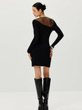 Poshoot Semi-Sheer Panel Sweater Dress