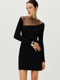 Poshoot Semi-Sheer Panel Sweater Dress