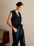 Poshoot Cotton Blends Ribbed Sweater Vest