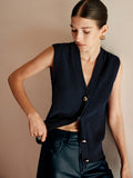 Poshoot Cotton Blends Ribbed Sweater Vest