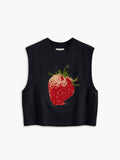 Poshoot Crew Neck Strawberry Sweater Vest