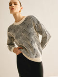 Poshoot Crew Neck Two Tone Sweater