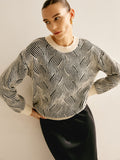 Poshoot Crew Neck Two Tone Sweater