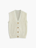 Poshoot Cotton Blends Ribbed Sweater Vest