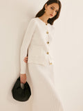 Poshoot Elegant Button Pleated Sweater Co-ord