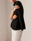 Poshoot Turtleneck Half-Sleeve Sweater Without Belt