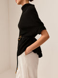 Poshoot Turtleneck Half-Sleeve Sweater Without Belt