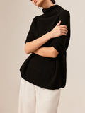 Poshoot Turtleneck Half-Sleeve Sweater Without Belt